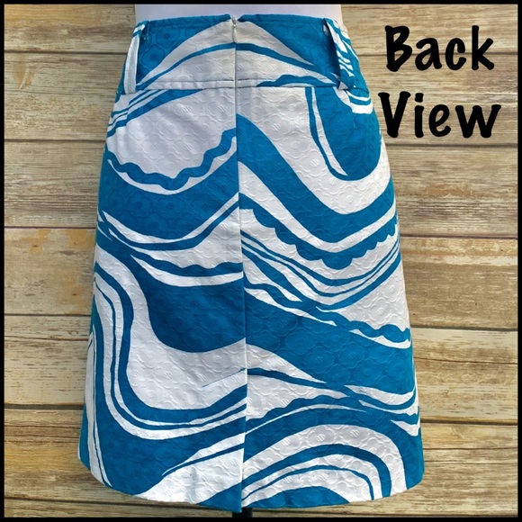 Trina Turk Skirt Size 12 Blue & White Print - Picture 3 of 6